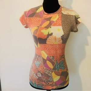 Vibrant Patchwork Short Sleeve Women's Tee